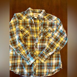 Wrangler Brown and Blue Plaid Shirt